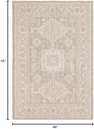 Rugs.com - Outdoor Aztec Rug – 4' 1 x 6' 1 Light Gray Indoor/Outdoor Rug – Weather-Resistant Flatweave for Patios, Decks, and Porches - Image 2