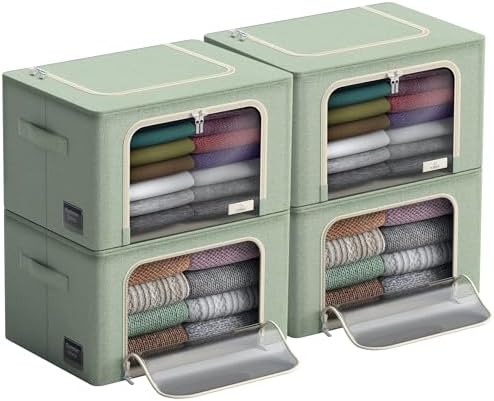 Sorbus Clothing Storage Bins with Clear Window, Metal Frame (4 Pack, Teal) by Sorbus