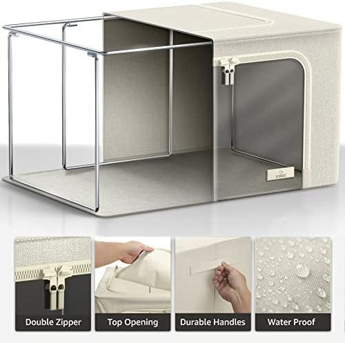 Sorbus Jumbo Clothing Storage Bins with Clear Window (2 Pack, Beige) - Image 3