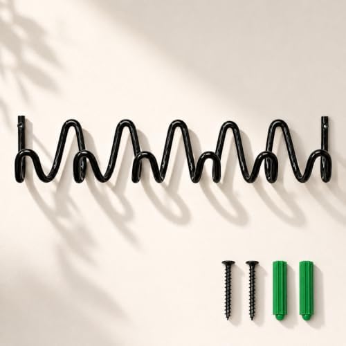 Coat Rack Wall Mount, Modern Wave Metal Wall Hooks by Unknown