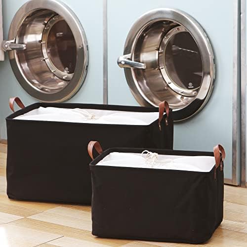 Hinwo 70L Extra Large Canvas Storage Bin with Lid and Handles, 6-Pack - Image 3