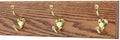 PegandRail Oak Wall Mounted Coat Rack with Solid Brass Hooks 4.5" Ultra Wide (Chestnut, 15" x 4.5" with 3 Hooks) by PEG+AND+RAIL