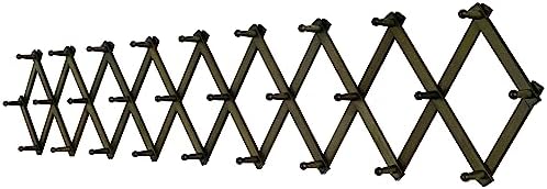 SKOLOO Accordion Wall Hanger with 28 Hooks, Modern Expandable Coat Rack Hat Rack for Wall, Solid Wooden, Dark Walnut Color by SKOLOO