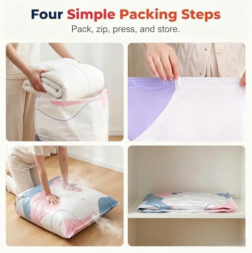 No-Pump Vacuum Storage Bags ，for Clothes, Comforters, Blankets (5 PCS) - Image 4