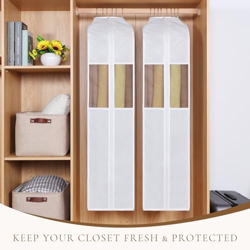 Univivi 50 Inch Cotton Hanging Clothes Bag for Storage 4 Pack, White - Image 3