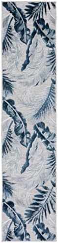 SAFAVIEH Washable Rug Outdoor Cabana Collection - 2' x 10' Runner, Grey & Navy, Non-Shedding & Easy to Clean, Ideal for Patio, Backyard, Mudroom (CBN452N) - Image 3