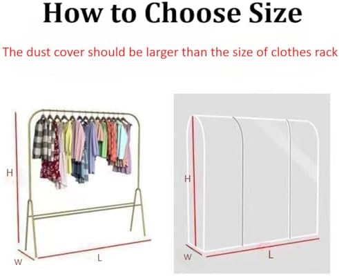 37.4" Wide Clothes Double Hanging Rods Dustproof Cover, Home Commercial Use Reusable Garment Rack Protector with Zipper, Hanging Coat Rack Cover (Translucent,63"×37"×51") - Image 6