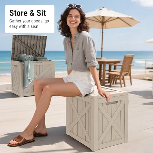 Mars Villa Deck Box, Waterproof Outdoor Storage Box, 31 Gallon, Grey - Image 7