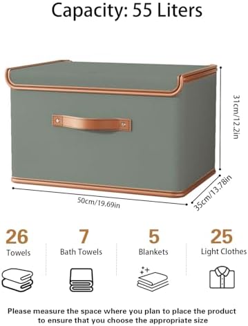 Tuza 2 Pack Storage Bins with Lids, Collapsible Closet Organizer Container, Fabric Organizer Box with Handles, Decorative Storage Boxes with Lids for Organizing Clothes, Blanket, Grey, Extra Large - Image 2