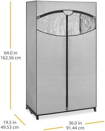 Whitmor Portable Clothes Closet, 36 inches, Grey - Image 5