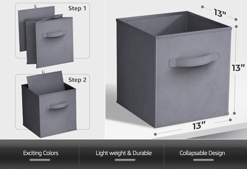 Sorbus Fabric Storage Cubes, 6-Pack Foldable Bins (13 Inch, Gray) - Image 3