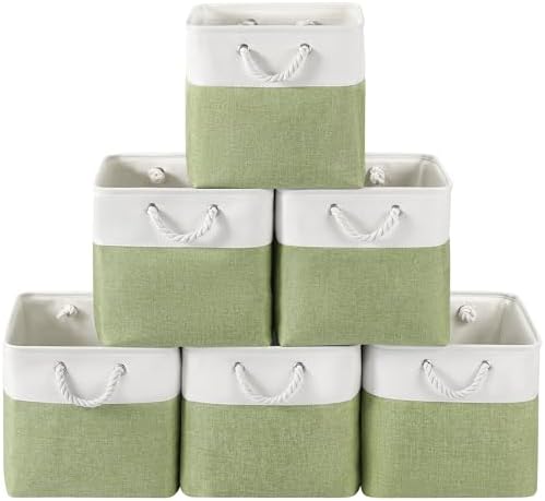 13x13 Inch Foldable Fabric Cube Storage Bins with Handles 6 Pack by VQRTEXAStorageBasket