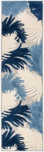 Rugshop Lucca Indoor/Outdoor Contemporary Floral Area Rug Navy 2'7" x 10' - Image 3