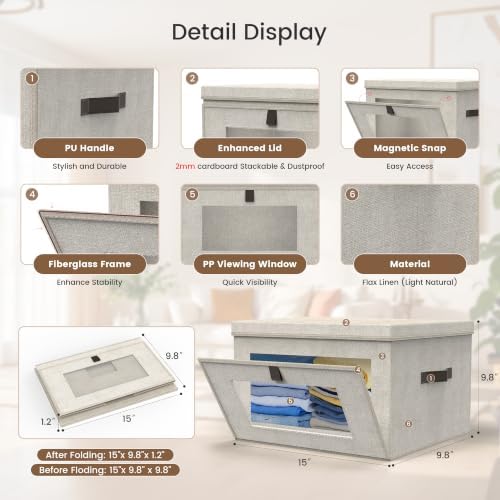 Magnetic Front Opening Fabric Storage Bins with Lids, 15x9.8x9.8in 4Pack - Image 3