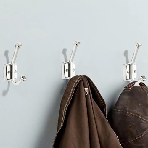 10 Pack 4-3/4 inch Polished Nickel Coat Hooks, Wall Mounted with Screws Suitable for Hanging Keys, Bath Towel, Bags, Hats, etc. Square Zinc Alloy mudroom Hooks - Image 4