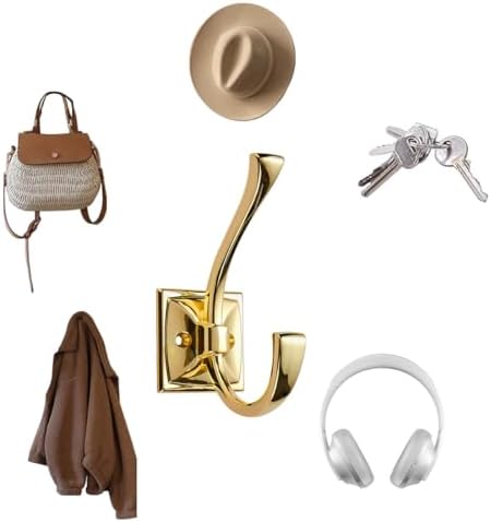 10 Pack Decorative Heavy Duty Towel Hooks for Hanging Robe Double Polished Brass Coat Hooks Wall Mounted with Screws for Key, Towel, Bags, Cup, Hat - Image 3
