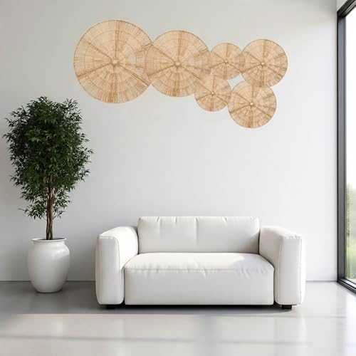 Laquedecraft Plates Wall Decor Set of 6, Natural Handwoven Wicker - Image 7