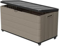 ZZM 110 Gallon Outdoor Deck Box with Wheels, Waterproof Resin Storage Cabinet for Patio Cushion and Tools, Lockable Storage Box, Coffee by ZZM
