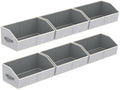 Homsorout Storage Bins for Shelves - Large Trapezoid Closet Shelf Organizer, Fabric Organization Bins with Handles, Storage Baskets for Clothes, Towel, Purse, 6 Pack, Light Gray by Homsorout