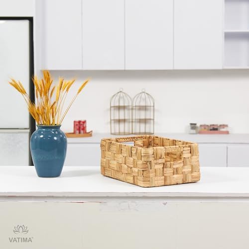 Vatima Jumbo Wicker Storage Basket, Large Hyacinth Organizer, 16.9x12.1x7.1H Inches - Ideal for Home Shelving and Pantry Storage - Image 6