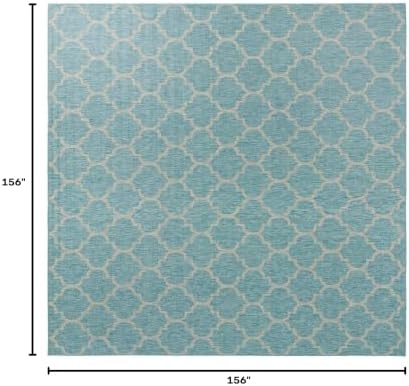 Unique Loom Outdoor Trellis Collection Area Rug - Trellis (Square 13' 0" x 13' 0", Aquamarine/ Gray) - Image 2