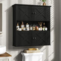 Vabches Bathroom Wall Cabinet, Farmhouse Medicine Cabinet with 4 Barn Doors, Large Wooden Vintage Storage Cabinet Wall Mounted for Bathroom, Kitchen, Black by Vabches