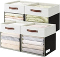 Bagnizer Storage Cubes, 4 Pack Linen Foldable Storage Bins (13 x 13 inch) with Clear Window and Handles, Fabric Organizer for Shelf Closet, Clothes, Books - (Black and White) by Bagnizer