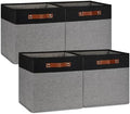 DULLEMELO 13x13 Storage Cubes, Collapsible Sturdy Cube Storage Bins With Handles for Organizing,Fabric Storage Cubes Baskets for Shelves Nursery Closet Home Organization and Storage (Black&Grey) by DULLEMELO