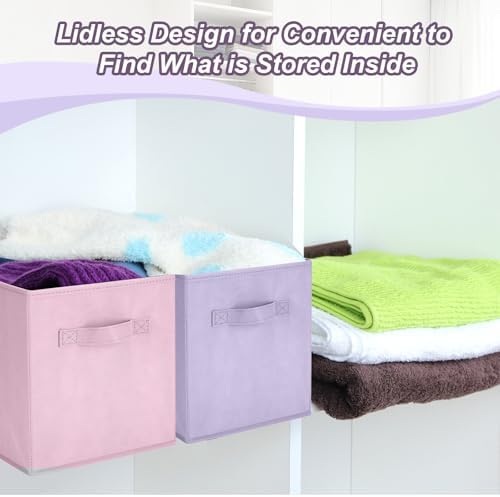 Hillban 24 Pcs Storage Cubes 11'' Collapsible Storage Bins Bulk, Pastel - Image 5