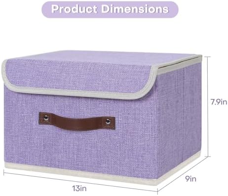 ANMINY Fabric Storage Box Bins with Lids, Purple, 13"x9"x7.9", 4 Pack - Image 5