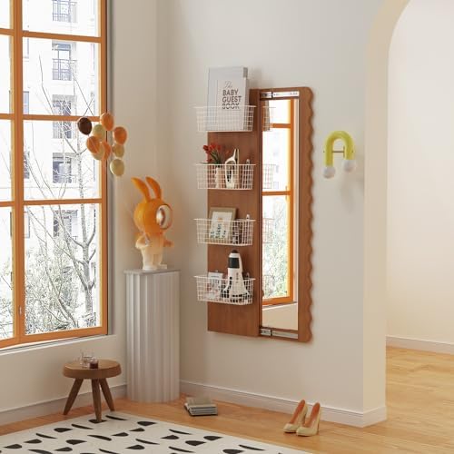 MaraFansie Wire Basket 4-Pack [Extra Large] Hanging Wall Organizer Cabinet Storage Basket Wall Mounted Shelves Rustic Farmhouse Decor for Home Kitchen Bathroom, White - Image 5