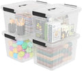 18 Quart Clear Storage Latching Bin with Lids, Plastic Box with Lid and Handles, 4 Packs by Ponpong