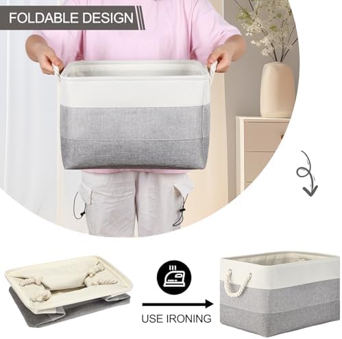 meekoo 8 Pack Fabric Storage Bins Baskets, 15 x 11 x 9.5 in, Mixed Gray - Image 5
