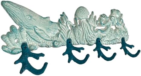 Zeckos Decorative Wall Hooks, 15.5 Inch Cast Iron Sea Life Plaque - Image 2
