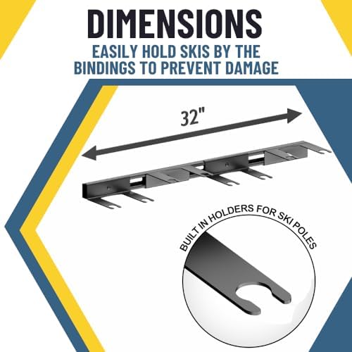 Koova Heavy Duty Steel 32" Ski Rack for Garage Wall Storage - Image 3