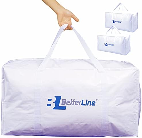 Heavy Duty Moving and Storage Bag,29"x13"x15" Inches Tote with Reinforced Handles,Holds up to 65 lbs.,Tear and Water Resistant,Multi-Purpose and Foldable Double Zipper Polypropylene Bag,Set of 2 by BETTERLINE