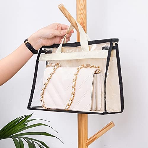 10 Pack Handbag Storage Organizer Dust Bags Transparent Purse Storage Bag Organizer for Closet with Handle and Zipper Handbags Bag (Beige) - Image 3