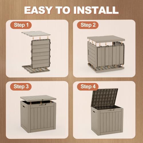 EFU Outdoor Storage Box 40 Gallon Deck Box, Waterproof Resin, Grey - Image 6