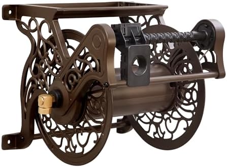 Liberty Garden 707-P Decorative Wall Mount Hose Reel with Plastic Guide, Bronze by LibertyGardenProducts