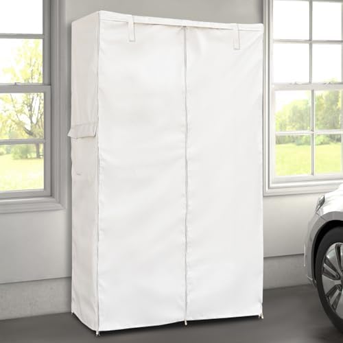 Wire Rack Covers,Heavy Duty 600D Dustproof Waterproof Storage Rack Covers for Metal Shelves,Storage Shelf Cover with Zipper for Wire Shlef,36''W x 19''D x 72''H,Beige with Clear Front - Image 7