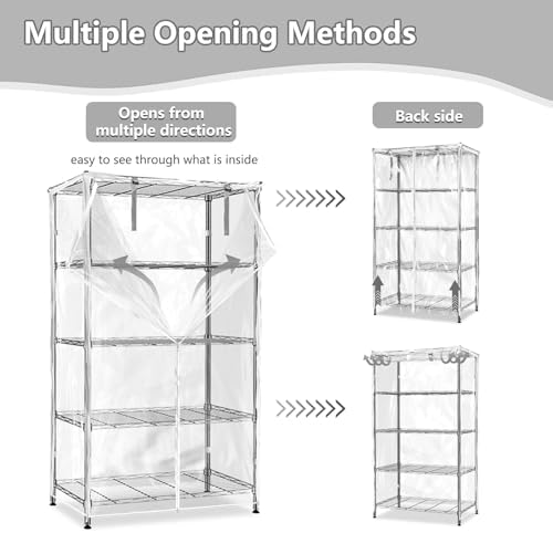 Rileytee Clear Wire Shelf Cover,Durable Dustproof Waterproof PVC Shelf Covers for Wire Shelving,Outdoor Storage Rack Cover for Wire Rack with Zipper,Clear,36"W x 18"D x 72"H - Image 6