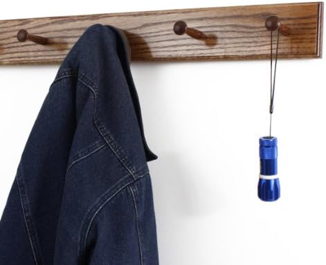 Solid Oak Shaker Peg Rack Made in The USA - Chestnut Stain 23 x 3.5 Inches with 4 Pegs - Image 2