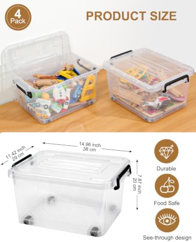 NUMIFUN 15QT Storage Bins with lids, Stackable Space Saver for Family - Image 3