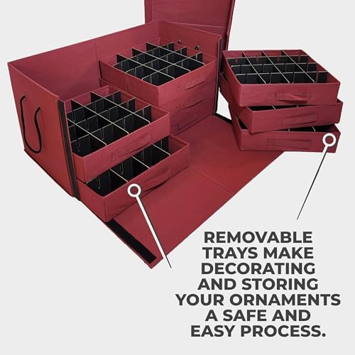 612 Vermont Christmas Ornament Storage Box, Adjustable Acid-Free Dividers - Image 3