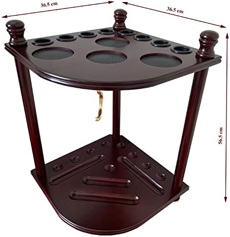Pool Cue Rack Hold up to 8 Sticks & Billiard Accessories. Floor Stand Pool Cue Stick Holder Made of 100% Solid Hardwood.(Traditional Mahogany) - Image 6