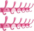 SKOLOO Wall Mounted Coat Rack - 6 Hooks, Pack of 2, Heavy Duty, Stainless Steel, Metal Wall Hanger, Sturdy Coat Hooks for Hanging Coats, Jackets, Clothes, Hats - Pink by SKOLOO