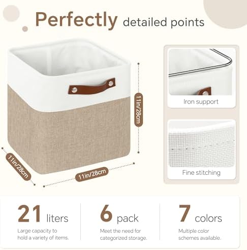 FinishingBo 11 inch Cube Storage Bin 6 Pack, Cube Organizer Bins - Image 5