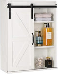 RUSTOWN Farmhouse Bathroom Wall Cabinet with Sliding Barn Door by RUSTOWN