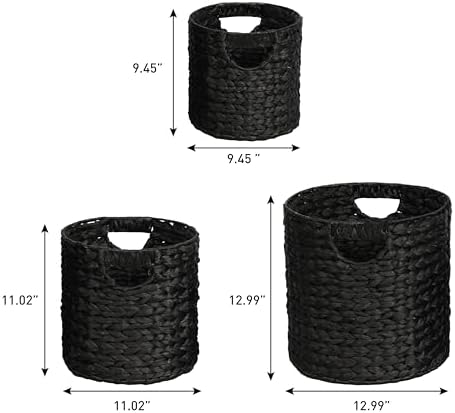 happimess Avery 3-Piece Cylinder Nesting Baskets 13", Black - Image 3