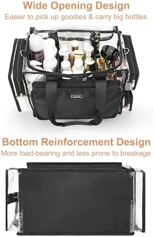 Relavel Clear Makeup Bag with 2 Clear Pouches, Extra Large Makeup Artist Kit Set, Cosmetic Storage Organizer Hair Stylist Traveling Bag, Transparent Tote Duffle Beach Toiletry Bag with Shoulder Strap - Image 3